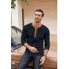 imageCOOFANDY Mens Henley Shirts Long Sleeve Basic Waffle Pique Pullover TShirt with PocketPat Navy  Light Brown