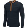 imageCOOFANDY Mens Henley Shirts Long Sleeve Basic Waffle Pique Pullover TShirt with PocketPat Navy  Light Brown