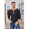 imageCOOFANDY Mens Henley Shirts Long Sleeve Basic Waffle Pique Pullover TShirt with PocketPat Navy  Light Brown