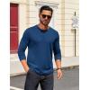 imageCOOFANDY Mens Henley Shirts Long Sleeve Button TShirtDeep Blue