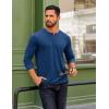 imageCOOFANDY Mens Henley Shirts Long Sleeve Button TShirtDeep Blue