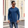 imageCOOFANDY Mens Henley Shirts Long Sleeve Button TShirtDeep Blue