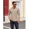 imageCOOFANDY Mens Henley Shirts Long Sleeve Button TShirtKhaki