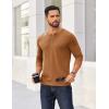 imageCOOFANDY Mens Henley Shirts Long Sleeve Button TShirtLight Brown