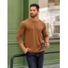 imageCOOFANDY Mens Henley Shirts Long Sleeve Button TShirtLight Brown