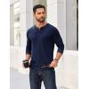 imageCOOFANDY Mens Henley Shirts Long Sleeve Button TShirtNavy Blue