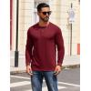 imageCOOFANDY Mens Henley Shirts Long Sleeve Button TShirtWine Red
