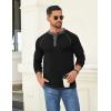 imageCOOFANDY Mens Henley Shirts Long Sleeve Casual Button V Neck TShirt Lightweight Fashion Pullover ShirtsBlack