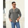 imageCOOFANDY Mens Henley Shirts Long Sleeve Casual Button V Neck TShirt Lightweight Fashion Pullover ShirtsDark Heather Grey