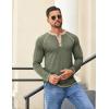 imageCOOFANDY Mens Henley Shirts Long Sleeve Casual Button V Neck TShirt Lightweight Fashion Pullover ShirtsHeather Army Green