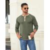 imageCOOFANDY Mens Henley Shirts Long Sleeve Casual Button V Neck TShirt Lightweight Fashion Pullover ShirtsHeather Army Green