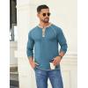 imageCOOFANDY Mens Henley Shirts Long Sleeve Casual Button V Neck TShirt Lightweight Fashion Pullover ShirtsHeather Blue