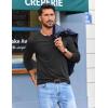 imageCOOFANDY Mens Henley Shirts Long Sleeve TShirt Lightweight Fashion Casual Pullover Tee ShirtBlack