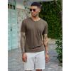 imageCOOFANDY Mens Henley Shirts Short Sleeve Casual Basic Tee Summer Button Henley Soild T ShirtsBrown
