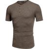 imageCOOFANDY Mens Henley Shirts Short Sleeve Casual Basic Tee Summer Button Henley Soild T ShirtsBrown