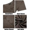 imageCOOFANDY Mens Henley Shirts Short Sleeve Casual Basic Tee Summer Button Henley Soild T ShirtsBrown