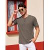 imageCOOFANDY Mens Henley Shirts Short Sleeve Casual Basic Tee Summer Button Henley Soild T ShirtsBrown