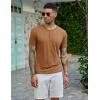 imageCOOFANDY Mens Henley Shirts Short Sleeve Casual Basic Tee Summer Button Henley Soild T ShirtsCaramel