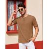 imageCOOFANDY Mens Henley Shirts Short Sleeve Casual Basic Tee Summer Button Henley Soild T ShirtsCaramel