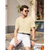 imageCOOFANDY Mens Henley Shirts Short Sleeve Casual Basic Tee Summer Button Henley Soild T ShirtsCream