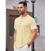 imageCOOFANDY Mens Henley Shirts Short Sleeve Casual Basic Tee Summer Button Henley Soild T ShirtsCream