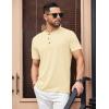 imageCOOFANDY Mens Henley Shirts Short Sleeve Casual Basic Tee Summer Button Henley Soild T ShirtsCream
