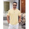 imageCOOFANDY Mens Henley Shirts Short Sleeve Casual Basic Tee Summer Button Henley Soild T ShirtsCream