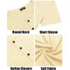 imageCOOFANDY Mens Henley Shirts Short Sleeve Casual Basic Tee Summer Button Henley Soild T ShirtsCream