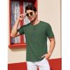 imageCOOFANDY Mens Henley Shirts Short Sleeve Casual Basic Tee Summer Button Henley Soild T ShirtsGreen