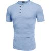 imageCOOFANDY Mens Henley Shirts Short Sleeve Casual Basic Tee Summer Button Henley Soild T ShirtsLight Blue