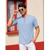 imageCOOFANDY Mens Henley Shirts Short Sleeve Casual Basic Tee Summer Button Henley Soild T ShirtsLight Blue