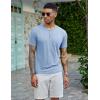 imageCOOFANDY Mens Henley Shirts Short Sleeve Casual Basic Tee Summer Button Henley Soild T ShirtsLight Blue