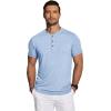 imageCOOFANDY Mens Henley Shirts Short Sleeve Casual Basic Tee Summer Button Henley Soild T ShirtsLight Blue