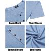 imageCOOFANDY Mens Henley Shirts Short Sleeve Casual Basic Tee Summer Button Henley Soild T ShirtsLight Blue