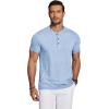 imageCOOFANDY Mens Henley Shirts Short Sleeve Casual Basic Tee Summer Button Henley Soild T ShirtsLight Blue