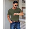 imageCOOFANDY Mens Henley Shirts Short Sleeve Fashion Casual TShirts Summer Button Basic TeeArmy Green
