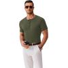 imageCOOFANDY Mens Henley Shirts Short Sleeve Fashion Casual TShirts Summer Button Basic TeeArmy Green