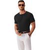 imageCOOFANDY Mens Henley Shirts Short Sleeve Fashion Casual TShirts Summer Button Basic TeeBlack