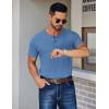 imageCOOFANDY Mens Henley Shirts Short Sleeve Fashion Casual TShirts Summer Button Basic TeeBlue