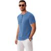 imageCOOFANDY Mens Henley Shirts Short Sleeve Fashion Casual TShirts Summer Button Basic TeeBlue