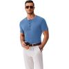 imageCOOFANDY Mens Henley Shirts Short Sleeve Fashion Casual TShirts Summer Button Basic TeeBlue