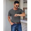 imageCOOFANDY Mens Henley Shirts Short Sleeve Fashion Casual TShirts Summer Button Basic TeeDark Grey