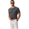 imageCOOFANDY Mens Henley Shirts Short Sleeve Fashion Casual TShirts Summer Button Basic TeeDark Grey