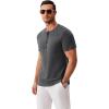 imageCOOFANDY Mens Henley Shirts Short Sleeve Fashion Casual TShirts Summer Button Basic TeeDark Grey