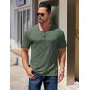 imageCOOFANDY Mens Henley Shirts Short Sleeve Fashion Casual TShirts Summer Button Basic TeeGreen