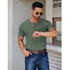 imageCOOFANDY Mens Henley Shirts Short Sleeve Fashion Casual TShirts Summer Button Basic TeeGreen