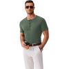 imageCOOFANDY Mens Henley Shirts Short Sleeve Fashion Casual TShirts Summer Button Basic TeeGreen
