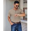 imageCOOFANDY Mens Henley Shirts Short Sleeve Fashion Casual TShirts Summer Button Basic TeeKhaki