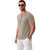 imageCOOFANDY Mens Henley Shirts Short Sleeve Fashion Casual TShirts Summer Button Basic TeeKhaki