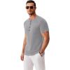 imageCOOFANDY Mens Henley Shirts Short Sleeve Fashion Casual TShirts Summer Button Basic TeeLight Grey